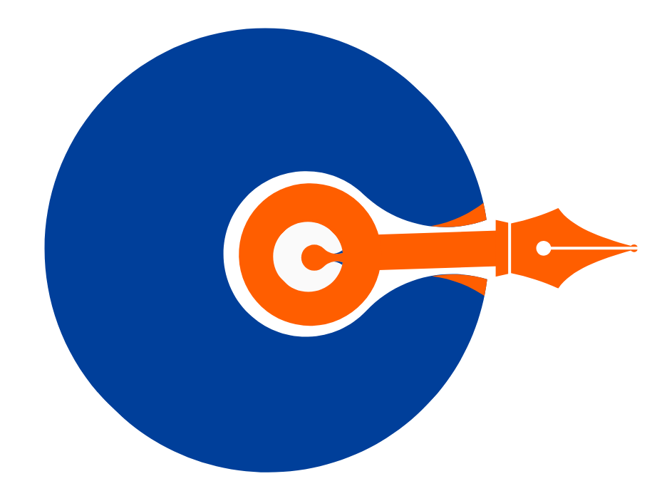 Chumapp Creative Freelance Hub official brand logo featuring an orange fountain pen nib inside a blue letter C.